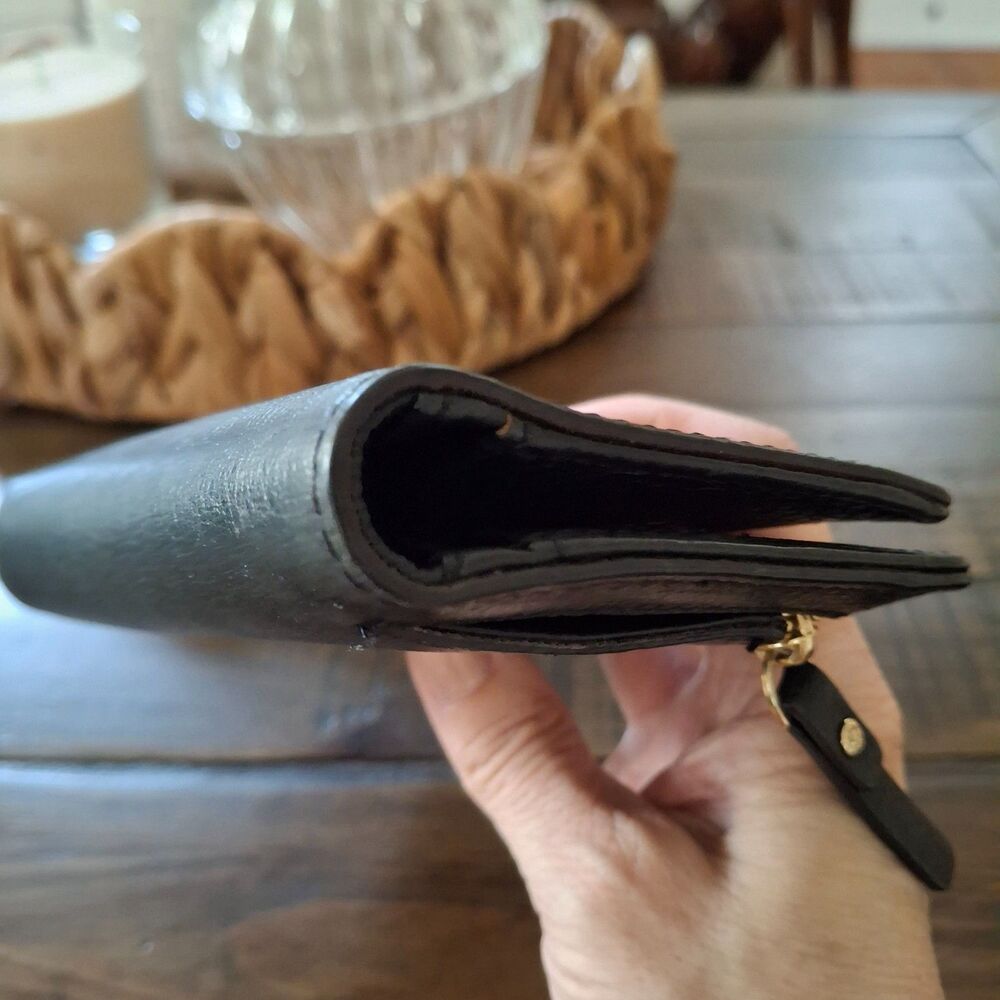 Kate Spade New York Black Pebbled Leather Continental Wallet ID Zip Pocket
